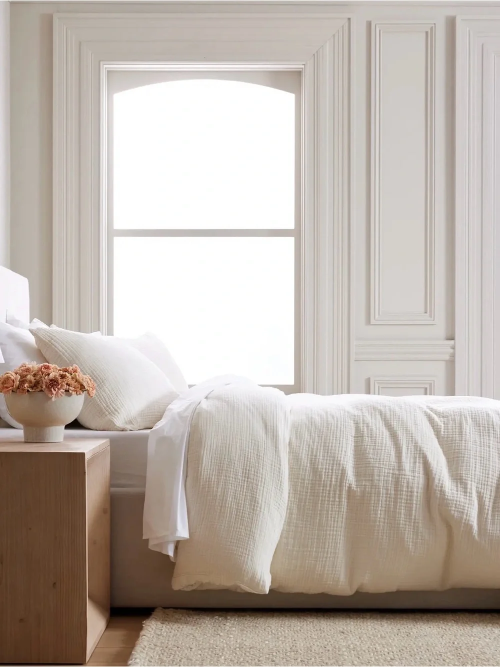 Quince Organic Cotton Gauze Duvet Cover in undyed Natural Queen